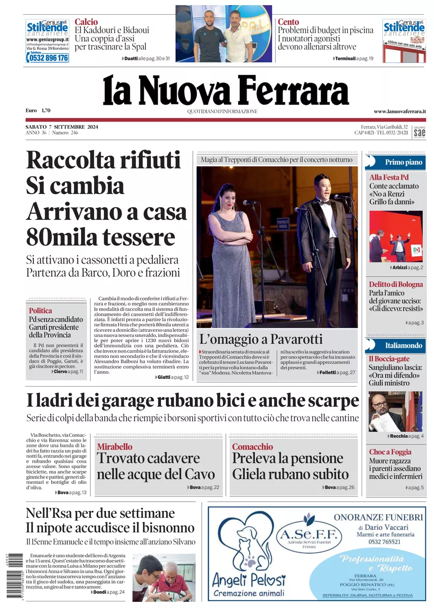 Prima-pagina-nuova ferrara-oggi-edizione-del-2024-09-07